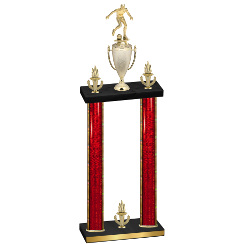 Double Red Glacier Victory Soccer Trophy