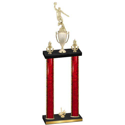 Double Red Glacier First Place Basketball Trophy