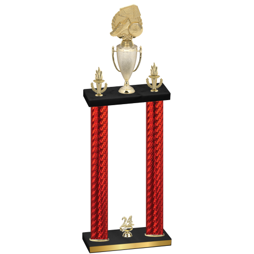 Double Red Carbon Fiber Year Soccer Trophy