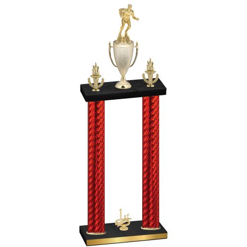 Double Red Carbon Fiber First Place Rugby Trophy