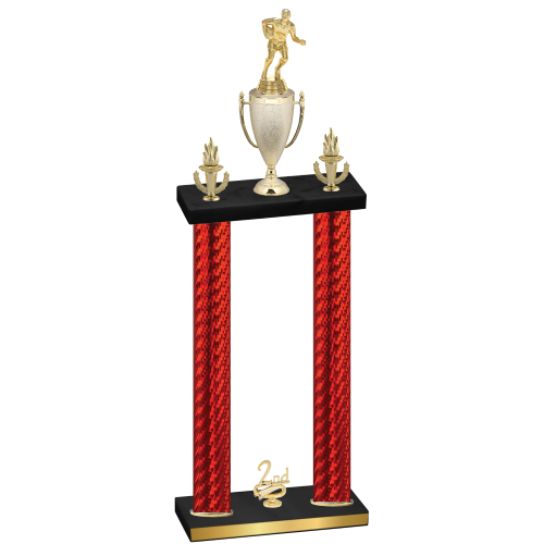 Double Red Carbon Fiber Second Place Rugby Trophy