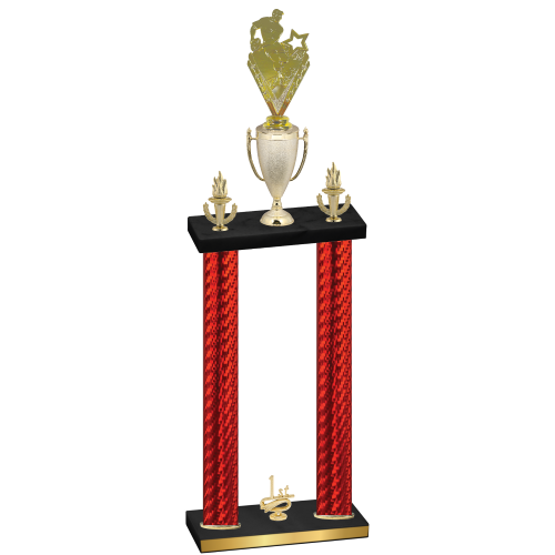 Double Red Carbon Fiber First Place Rugby Trophy
