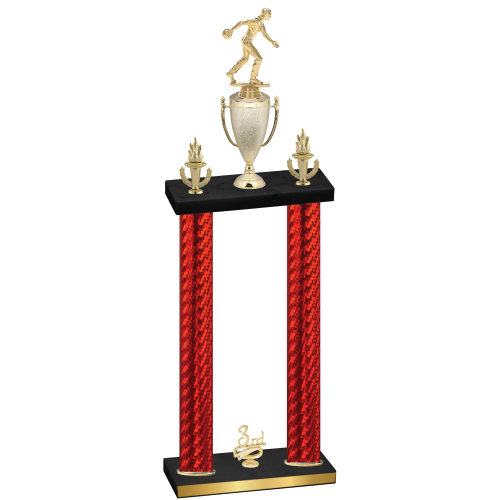 Double Red Carbon Fiber Third Place Bowling Trophy