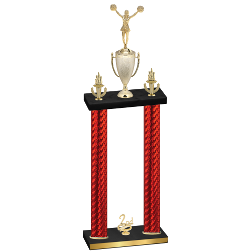 Double Red Carbon Fiber Second Place Cheerleading Trophy