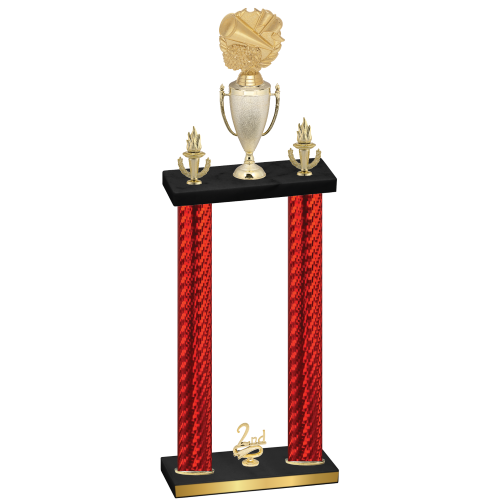 Double Red Carbon Fiber Second Place Cheerleading Trophy