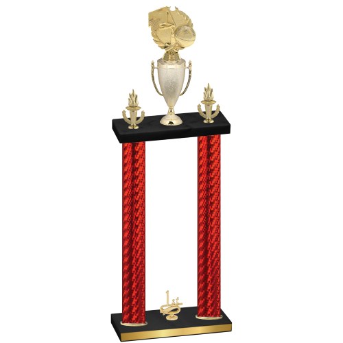Double Red Carbon Fiber First Place Basketball Trophy