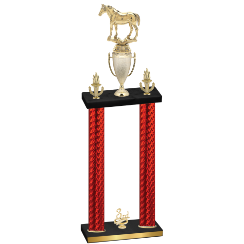 Double Red Carbon Fiber Third Place Horses Trophy