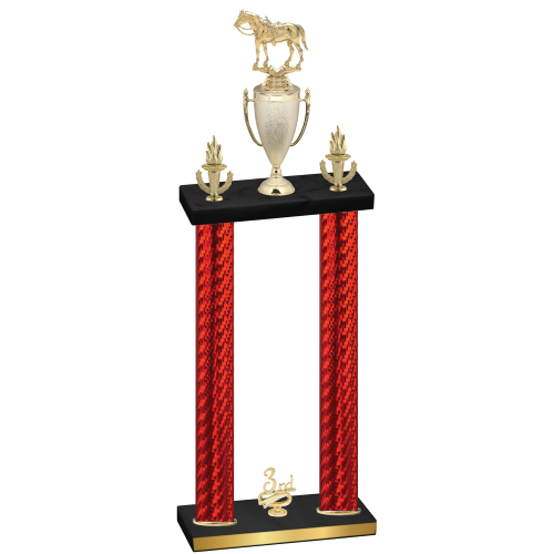 Double Red Carbon Fiber Third Place Horses Trophy