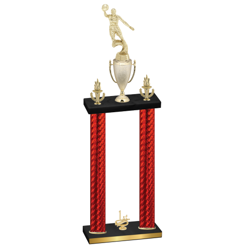 Double Red Carbon Fiber First Place Basketball Trophy