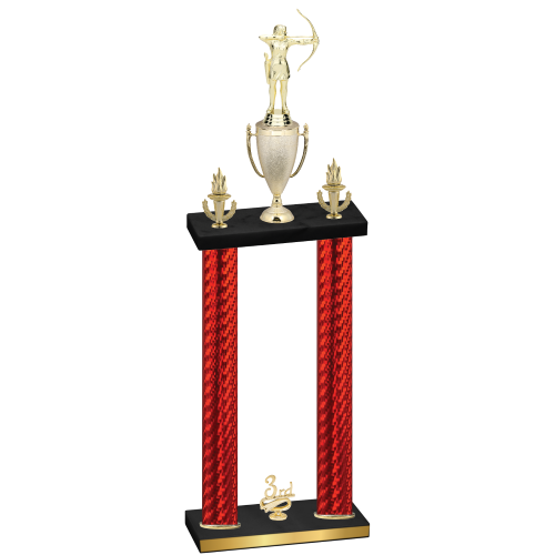 Double Red Carbon Fiber Third Place Archery Trophy