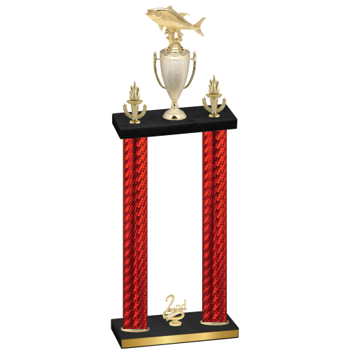 Double Red Carbon Fiber Second Place Fishing Trophy