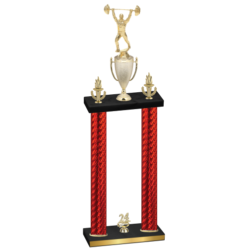 Double Red Carbon Fiber Year Weights Trophy