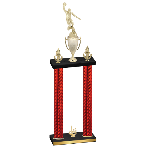 Double Red Carbon Fiber First Place Basketball Trophy