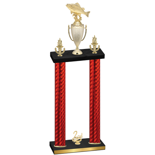 Double Red Carbon Fiber Second Place Fishing Trophy