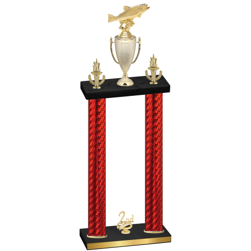 Double Red Carbon Fiber Second Place Fishing Trophy