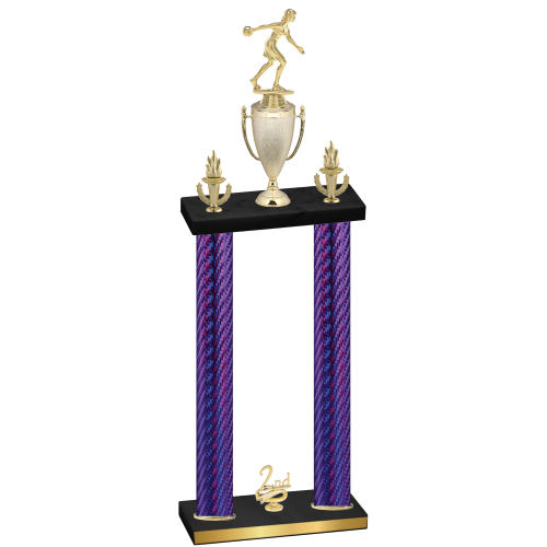 Double Purple Carbon Fiber Second Place Bowling Trophy