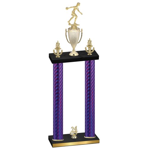 Double Purple Carbon Fiber Year Bowling Trophy