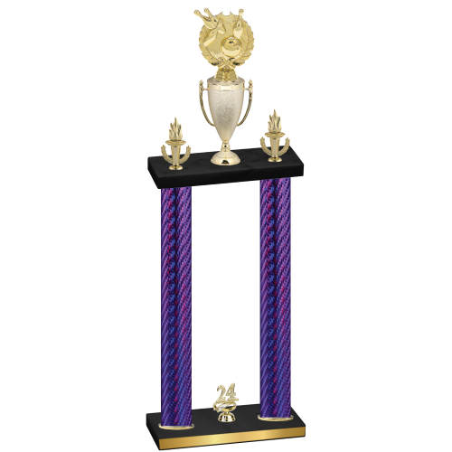 Double Purple Carbon Fiber Year Bowling Trophy