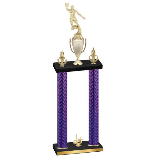 Double Purple Carbon Fiber First Place Basketball Trophy