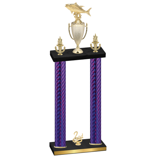 Double Purple Carbon Fiber Second Place Fishing Trophy