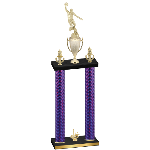 Double Purple Carbon Fiber First Place Basketball Trophy