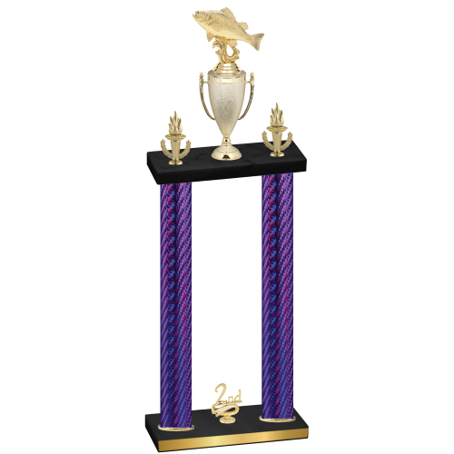 Double Purple Carbon Fiber Second Place Fishing Trophy