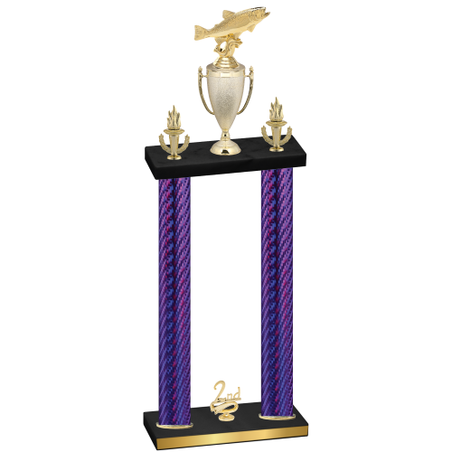 Double Purple Carbon Fiber Second Place Fishing Trophy