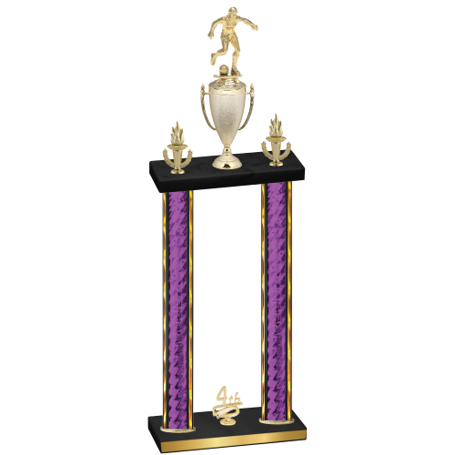 Double Purple Glacier Fourth Place Soccer Trophy