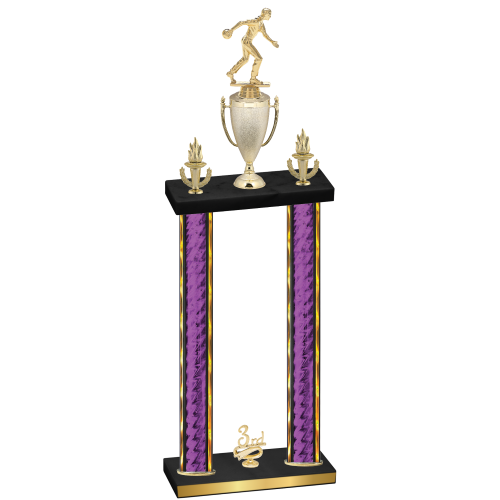 Double Purple Glacier Third Place Bowling Trophy