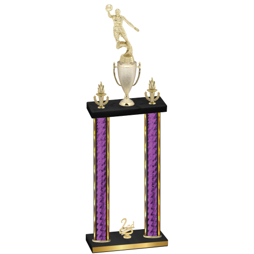 Double Purple Glacier Second Place Basketball Trophy