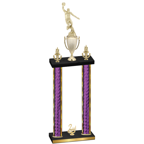 Double Purple Glacier Second Place Basketball Trophy