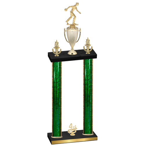 Double Green Glacier Fourth Place Bowling Trophy