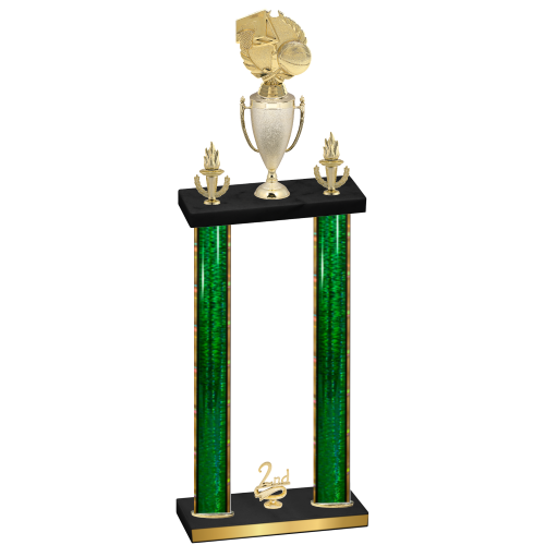 Double Green Glacier Second Place Basketball Trophy