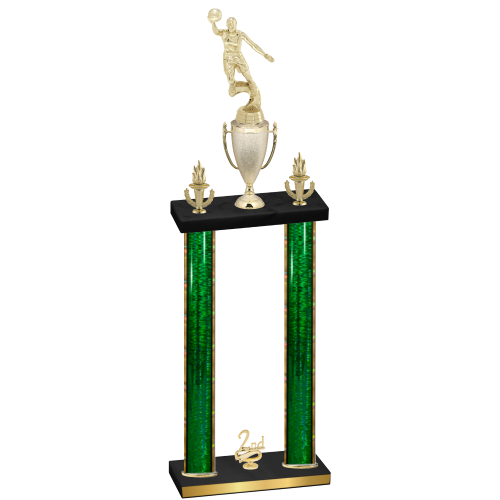 Double Green Glacier Second Place Basketball Trophy