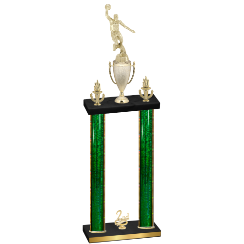 Double Green Glacier Second Place Basketball Trophy