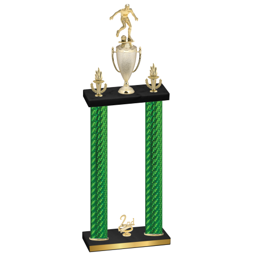 Double Green Carbon Fiber Second Place Soccer Trophy