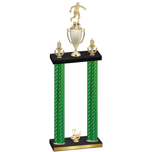 Double Green Carbon Fiber Second Place Soccer Trophy