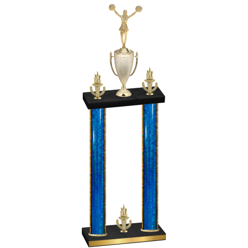 Double Blue Glacier Victory Cheerleading Trophy