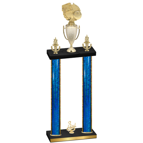 Double Blue Glacier Third Place Basketball Trophy