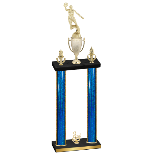 Double Blue Glacier Third Place Basketball Trophy
