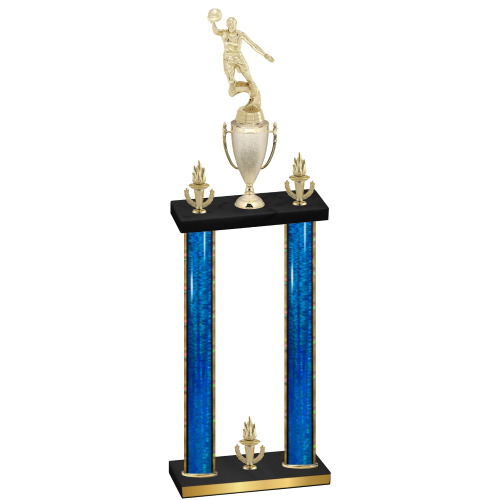 Double Blue Glacier Victory Basketball Trophy