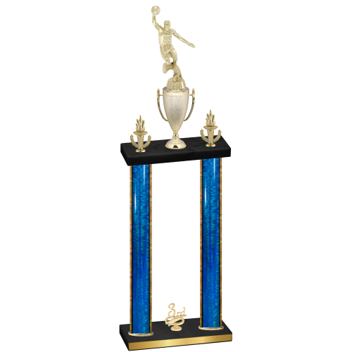 Double Blue Glacier Third Place Basketball Trophy