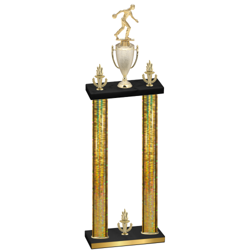 Double Gold Glacier Victory Bowling Trophy