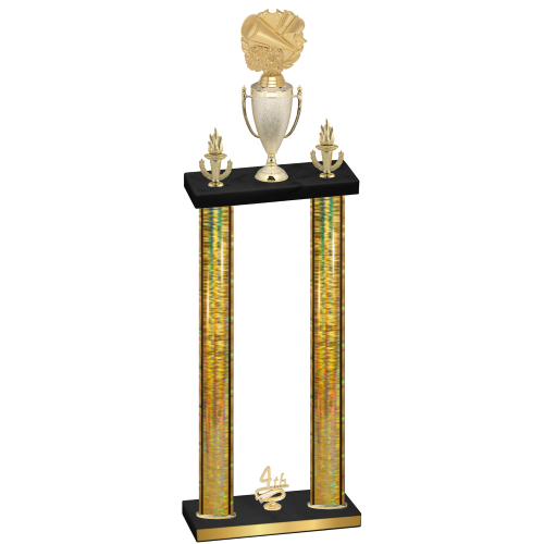 Double Gold Glacier Fourth Place Cheerleading Trophy