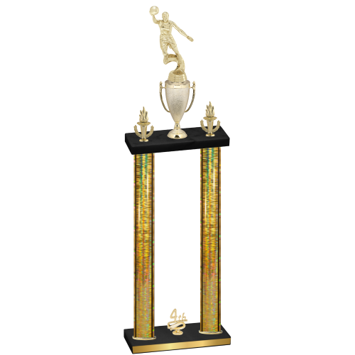 Double Gold Glacier Fourth Place Basketball Trophy