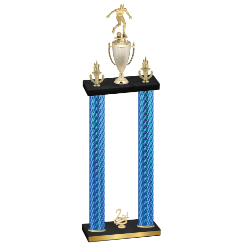 Double Blue Carbon Fiber Second Place Soccer Trophy
