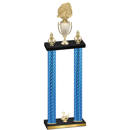Double Blue Carbon Fiber Second Place Soccer Trophy