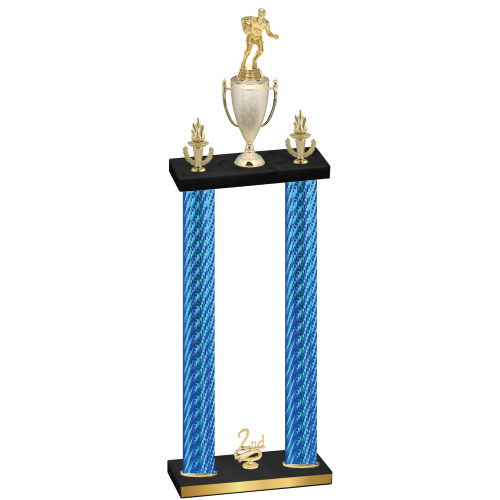 Double Blue Carbon Fiber Second Place Rugby Trophy