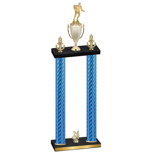 Double Blue Carbon Fiber Year Rugby Trophy