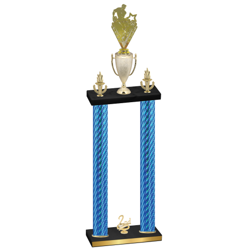 Double Blue Carbon Fiber Second Place Rugby Trophy